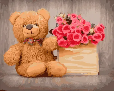 Букет цветов Мишка и розы 🌺 – cvety4you