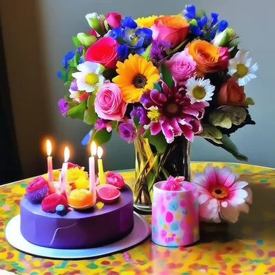 Открытки на день рождения с цветами и букетами