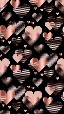 золотые и розовые шоколадные сердечки на черном фоне, 3d сердца розового и  золотого цвета на темном фоне на фоне дня святого валентина, Hd фотография  фото фон картинки и Фото для бесплатной загрузки
