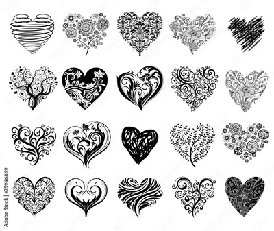 куча черно белых конфет в форме сердца, черно белые изображения сердечек  фон картинки и Фото для бесплатной загрузки