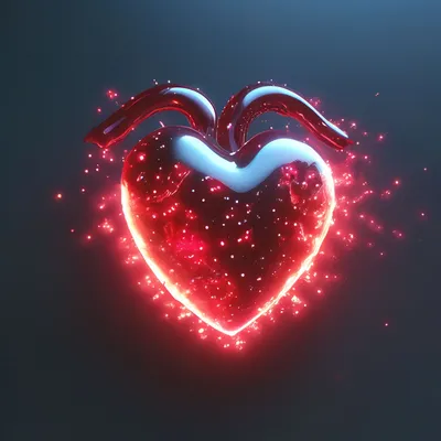 Картинка красное сердце нарисованное краскам на черном фоне обои на рабочий  стол