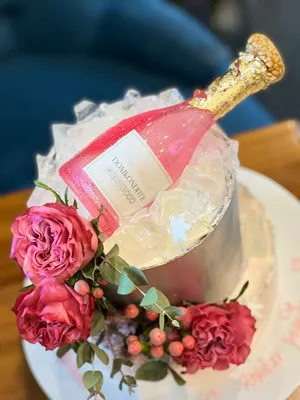 Торт шампанское в бокалах цветы» — создано в Шедевруме