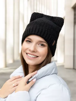 Теплые вязаные шапки с кошачьими ушками, утепленная шапка, милая меховая  шапка-бини, зимняя шапка – лучшие товары в онлайн-магазине Джум Гик