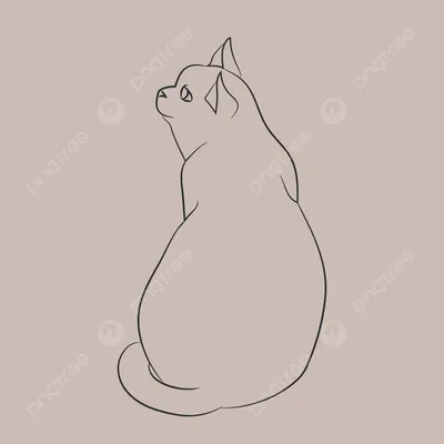 Сидящий кот спиной рисунок - 69 фото