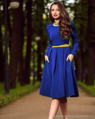 Синее облегающее платье миди Еnorme (Арт 520/8) в оптовом интернет-магазине  женской одежды Lipinskaya Brand