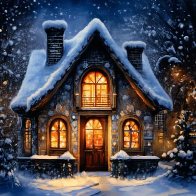 Сказочный домик. морозный узор на …» — создано в Шедевруме
