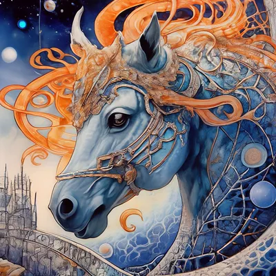 Космическая лошадь, сказочный мир …» — создано в Шедевруме