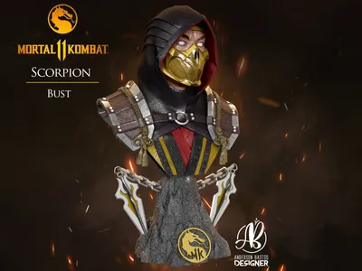 STL file Scorpion Bust: Mortal Kombat 11 🦂・Model to download and 3D  print・Cults