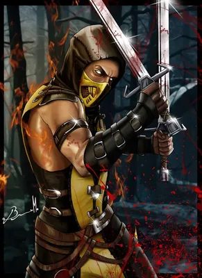 Scorpion Mortal Kombat X 4K Phone iPhone Wallpaper #5130a