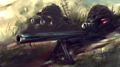 Изображение двух снайперов на фоне земли и травы - обои на рабочий стол