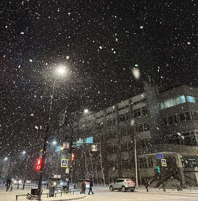 Снегопад. Первый снег в Москве. Дома, двор. Снег осенью, в городе foto de  Stock | Adobe Stock