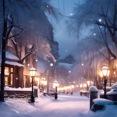 Снегопад в городе, снег, заснеженный…» — создано в Шедевруме