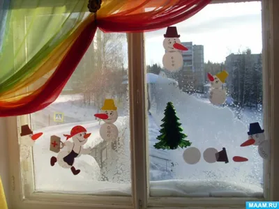 Снеговик в окне трафарет вытынанки - 64 фото