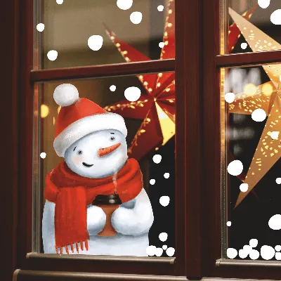 Рождественские украшения, наклейка на окна в виде снеговика, лося, белого  снежинки, украшение для окон, наклейка на стекло в виде Санта-Клауса,  домашний новогодний декор | AliExpress
