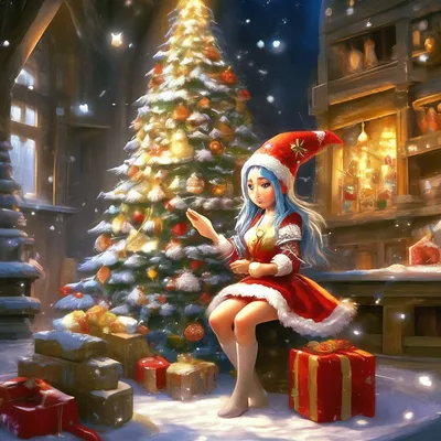 Картина интерьерная на холсте Новый год (Рождество, Дед Мороз, Снегурочка,  Аниме) - 1944 - купить по низкой цене в интернет-магазине OZON (997865689)