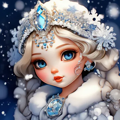 Снегурочка, кукла чиби, девушка, …» — создано в Шедевруме