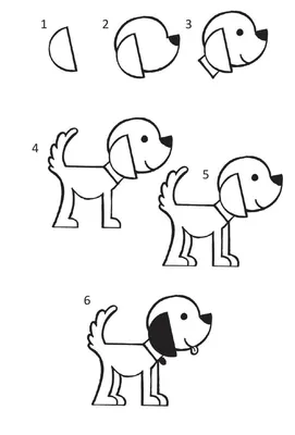 Схема рисования собаки для детей - 96 фото