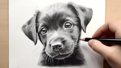 Ручной рисунок черно белого лабораторного щенка, легко нарисовать собаку,  собака, милые картинки собак фон картинки и Фото для бесплатной загрузки