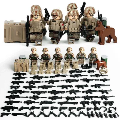 Купить WW2 военная коробка с оружием, минифигурки, аксессуары, строительные  блоки, армейские солдаты, часть оружия, кирпичи, игрушки, детские игрушки |  Joom
