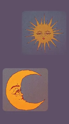 солнце и луна с длинным цветком нарисованным посередине, картина солнце и  луна, луна, солнце фон картинки и Фото для бесплатной загрузки