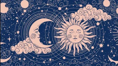 Мистический рисунок: стилизованное солнце и луна, день и ночь, космический  дуализм Символ Зена Иллюстрация штока - иллюстрации насчитывающей  геометрическо, чертеж: 158821250
