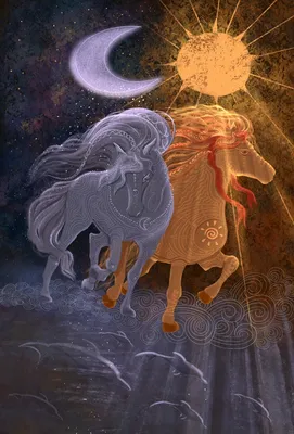 Иллюстрация Солнце и Луна | Illustrators.ru