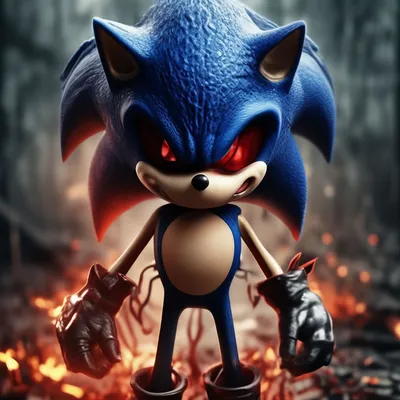 Sonic.exe с чёрными глазами, …» — создано в Шедевруме