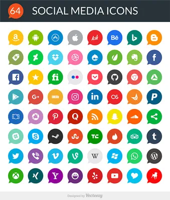64 иконок социальных сетей