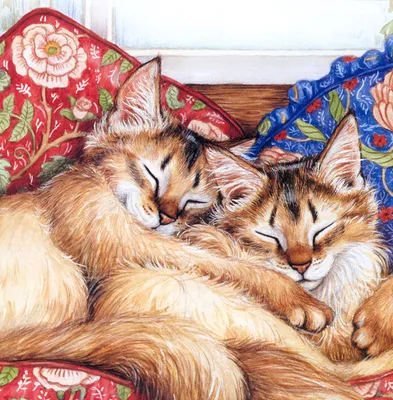 Иллюстрация Спящие котята в стиле 2d | Illustrators.ru