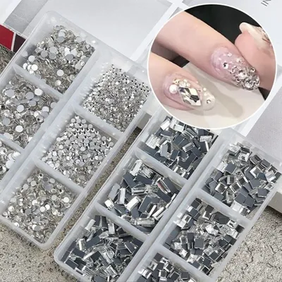 Стразы дизайн ногтей алмаз 6 в 1 квадратные/круглые ногти драгоценные камни  принадлежности для профессионалов бриллианты украшения #6 | AliExpress