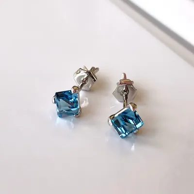 Серьги Голубые кристаллы Swarovski (Сваровски) купить в интернет магазине  бижутерии и аксессуаров