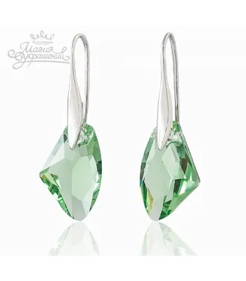 Серьги Зеленые кристаллы Swarovski (Сваровски) купить в интернет магазине  бижутерии и аксессуаров