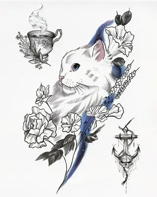 тату кошки - Изобразительное искусство - Художественная татуировка