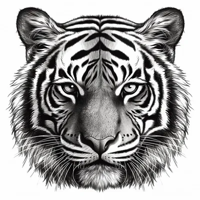 Фото Чернобелый рисунок тигра, by Quelchii