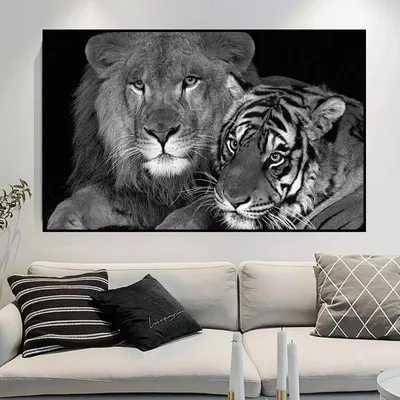 Черно-белые крутые плакаты и принты тигра, современные настенные картины на  холсте, животные тигр, картины для гостиной, домашний декор | AliExpress