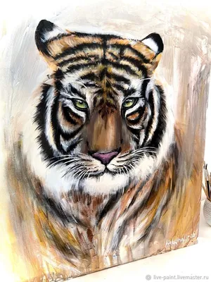 Красивая картина тигра на белом фоне🐯🐅 🎨. Размещайте заказ и  покупайте!...
