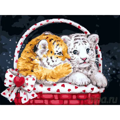 EX5195 Тигрята в корзине Раскраска картина по номерам на холсте купить  недорого в интернет магазине в Москве, СПБ и других городах России,цены,  фото, отзывы