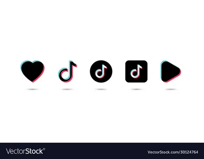 Tik tok logo with heart like and play Royalty Free Vector