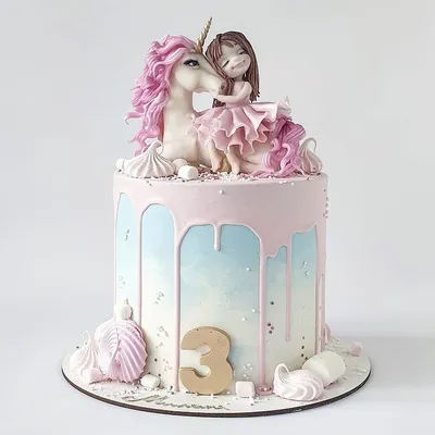 Торт для девочки - единорог с принцессой – купить за 3 800 ₽ | Кондитерская  студия LU TI SÙ торты на заказ