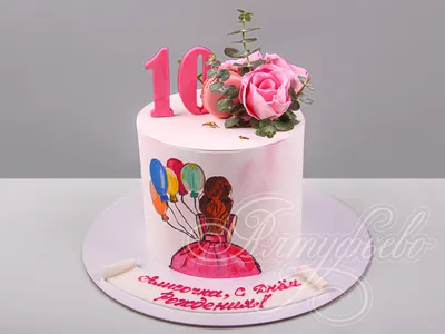 Торт с розами девочке на 10 лет 1005122 стоимостью 5 926 рублей - торты на  заказ ПРЕМИУМ-класса от КП «Алтуфьево»