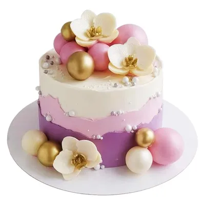 Торт с шариками и цветами на день рождения – изготовим на заказ, доставим  по Москве