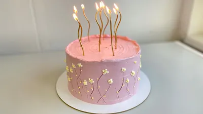 Бенто-торт в розовом цвете \"С днем рождения\"