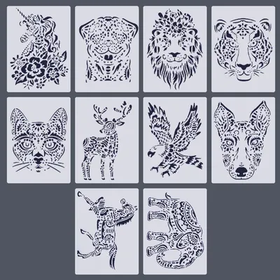 Рисунок трафареты животных для детей, 10 листов, шаблоны для рисования, для  творчества, скрапбукинга | AliExpress