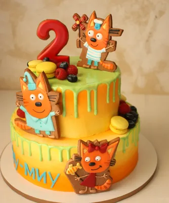 Торт Три кота и меренги детский торт на 2 года заказать с доставкой в СПб  на дом
