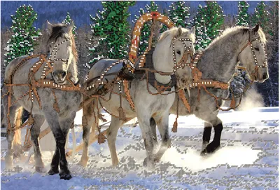 Тройка лошадей\" — Набор для вышивания крестом от Nitex купить в  интернет-магазине Вышиваю.ру