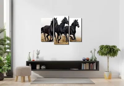 Купить Фотообои тройка лошадей скачущих по полю на стену. Фото с ценой.  Каталог интернет-магазина Фотомили