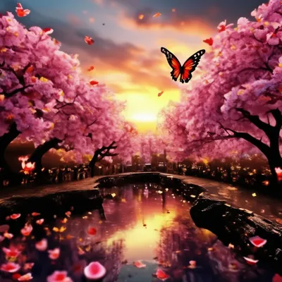 Цветение сакуры - символ весны в Японии» — создано в Шедевруме