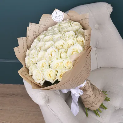 Букет белых роз 90 см. за 5 590 руб. | Бесплатная доставка цветов по Москве