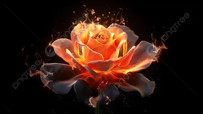 огненный цветок розы на темном фоне символизирующий любовь и страсть 3d  рендеринга, огонь 3д, гореть, огонь дым фон картинки и Фото для бесплатной  загрузки
