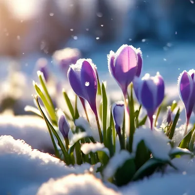 ☕ Зима, снег, цветы в снегу , …» — создано в Шедевруме